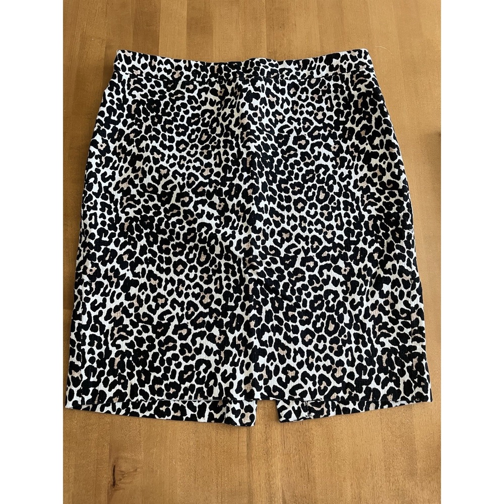 J. Crew Leopard Print The Pencil Skirt Office Career Women's Size 8 100% Cotton